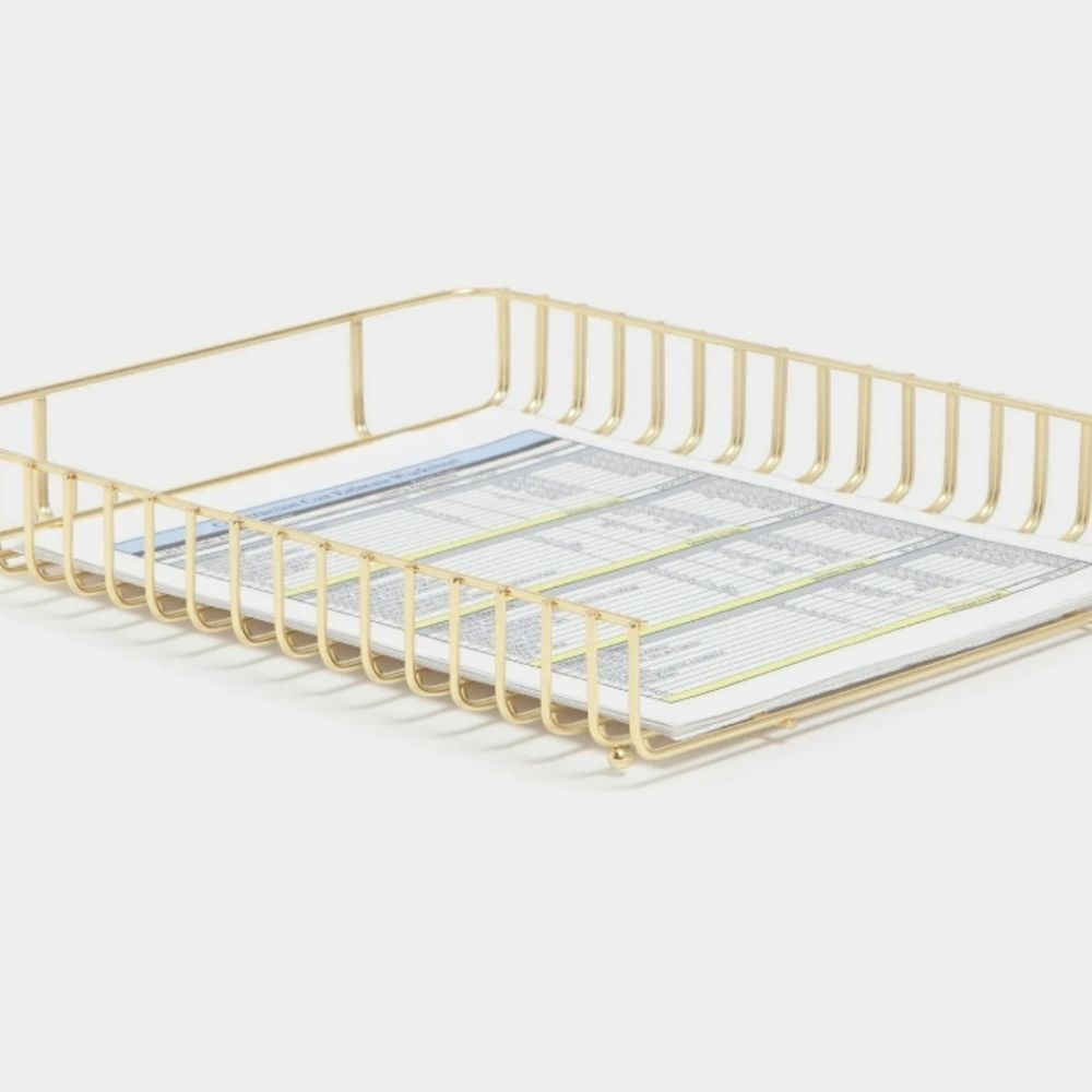 U Brands Gold Finish Wire Paper Tray